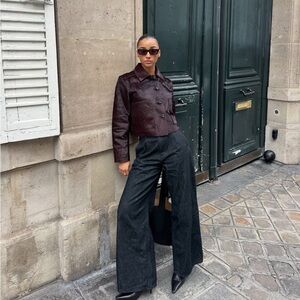 Mango Burgundy Ponyhair Leather Jacket